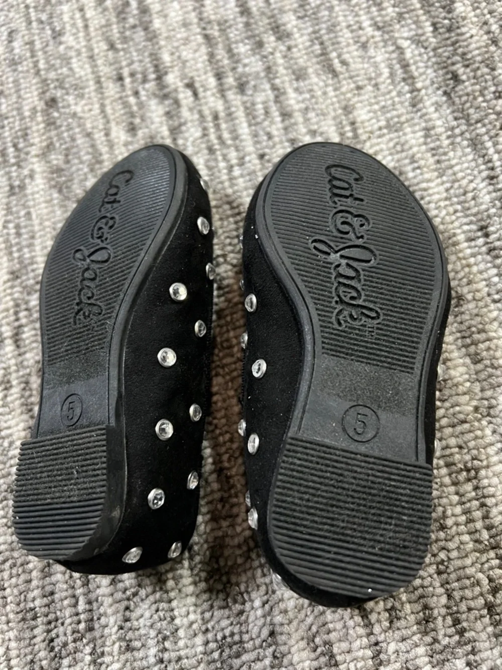 Cat & Jack - Girls' Black Embellished Mary Jane Shoes - Size 5